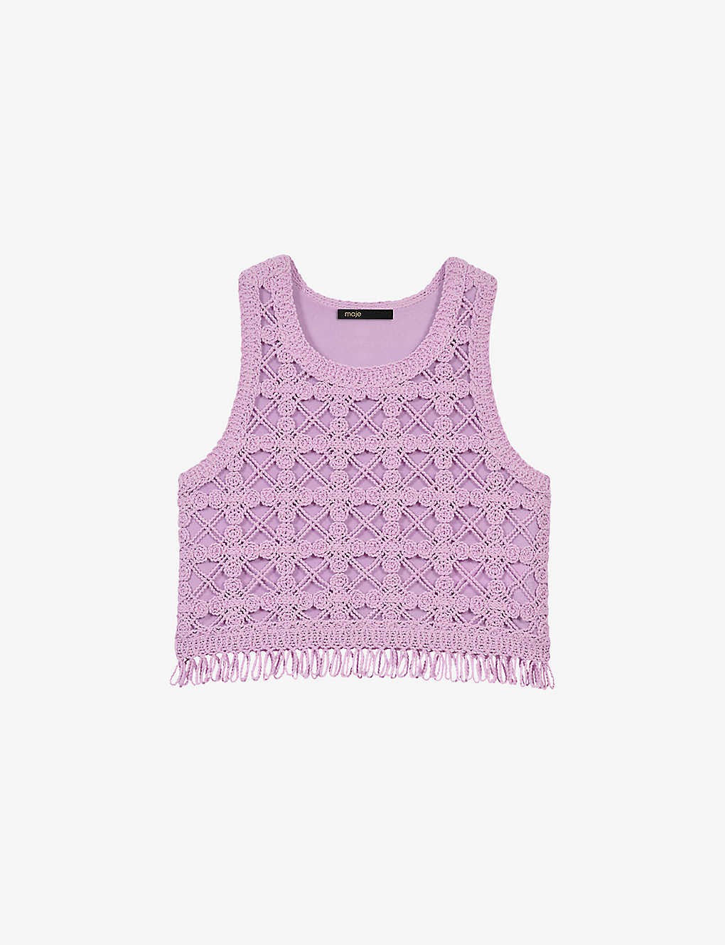 Madagascar crochet fringe-trimmed cotton top