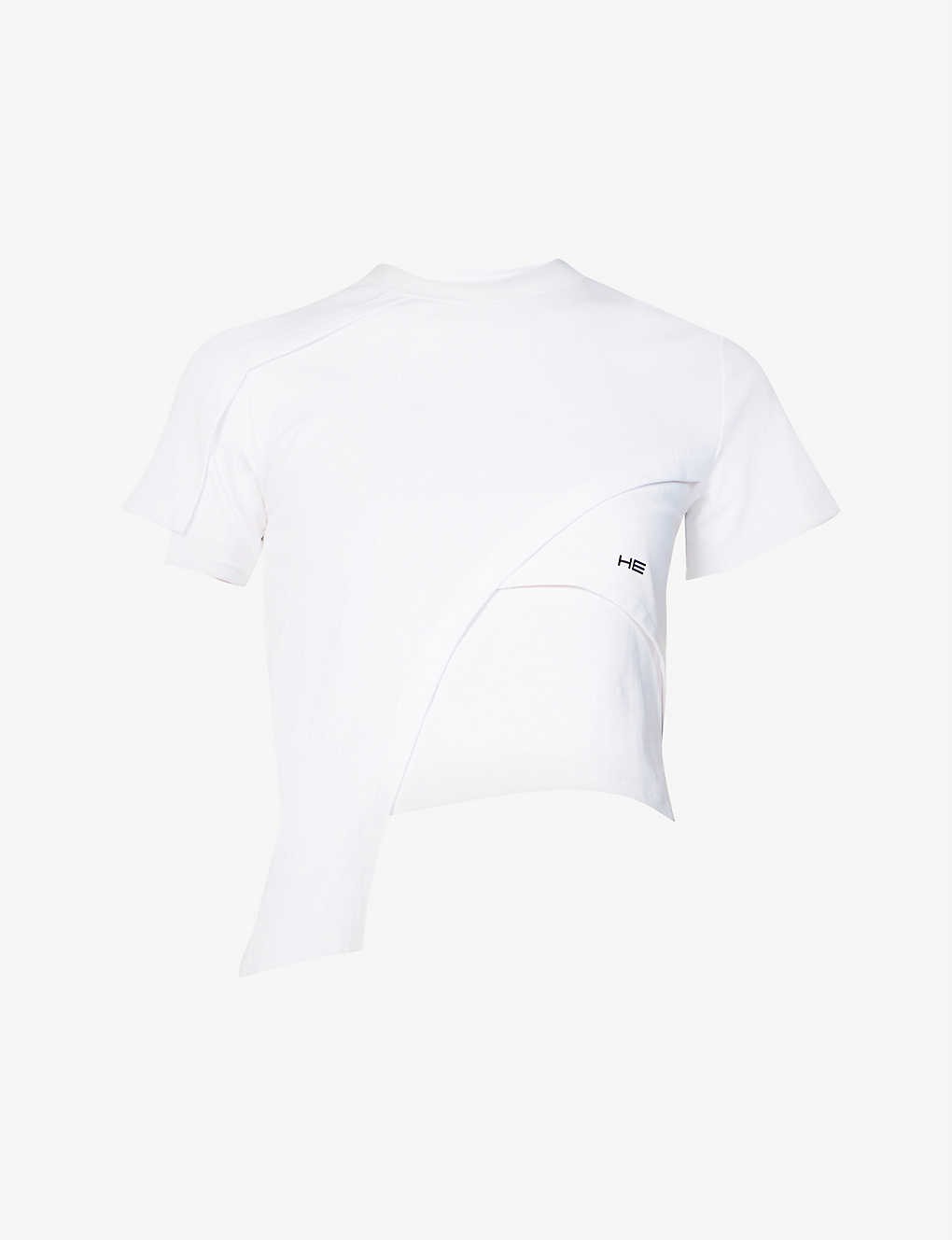 Deconstructed logo-print stretch-cotton T-shirt