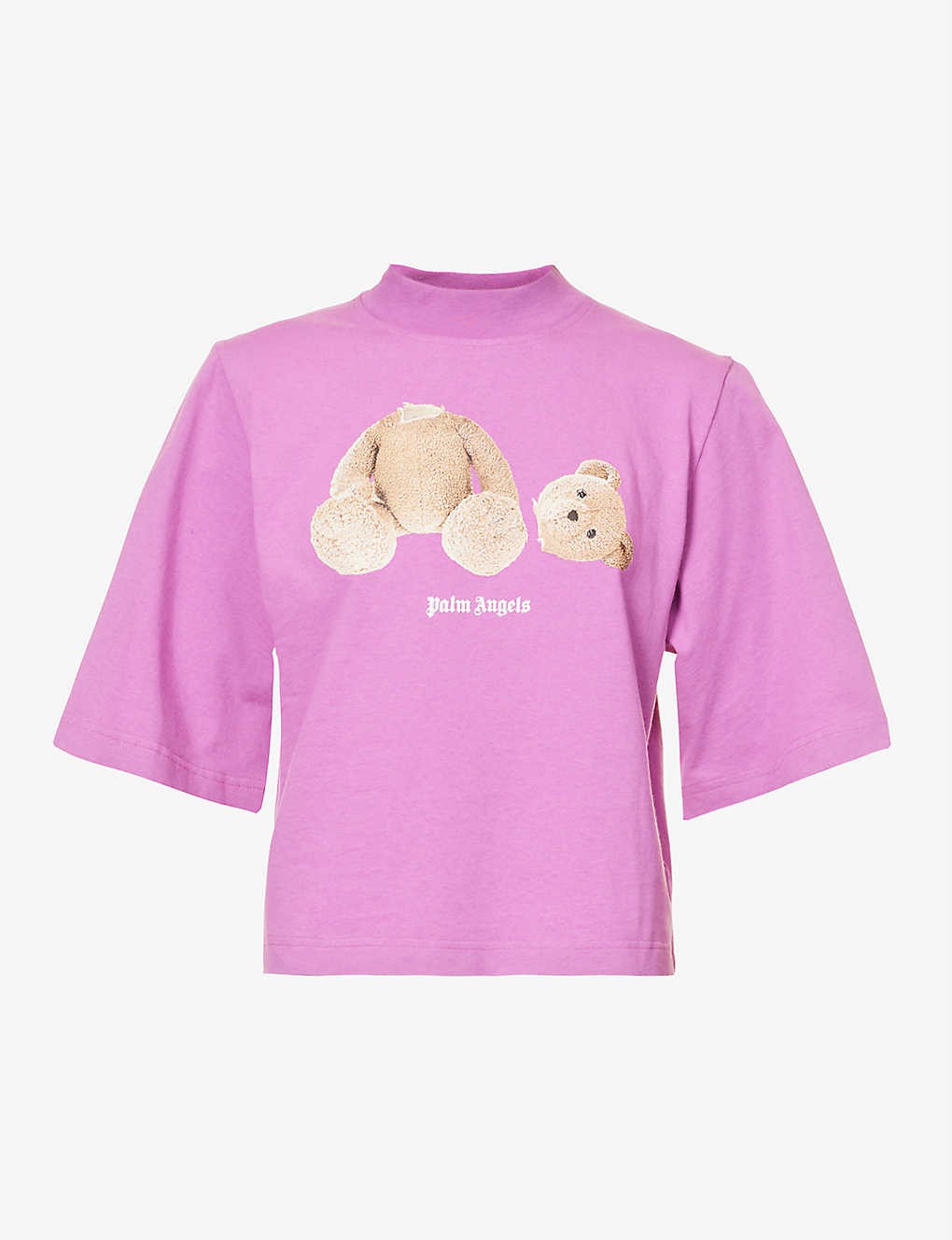 Bear-print cropped cotton-jersey T-shirt