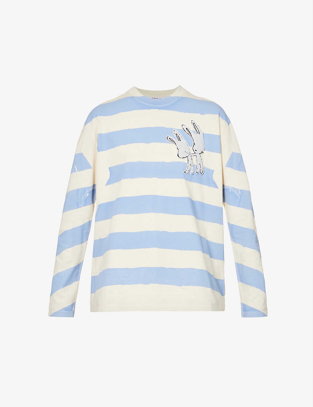 Yoshitomo Nara x Stella McCartney striped graphic-appliqué cotton-jersey T-shirt