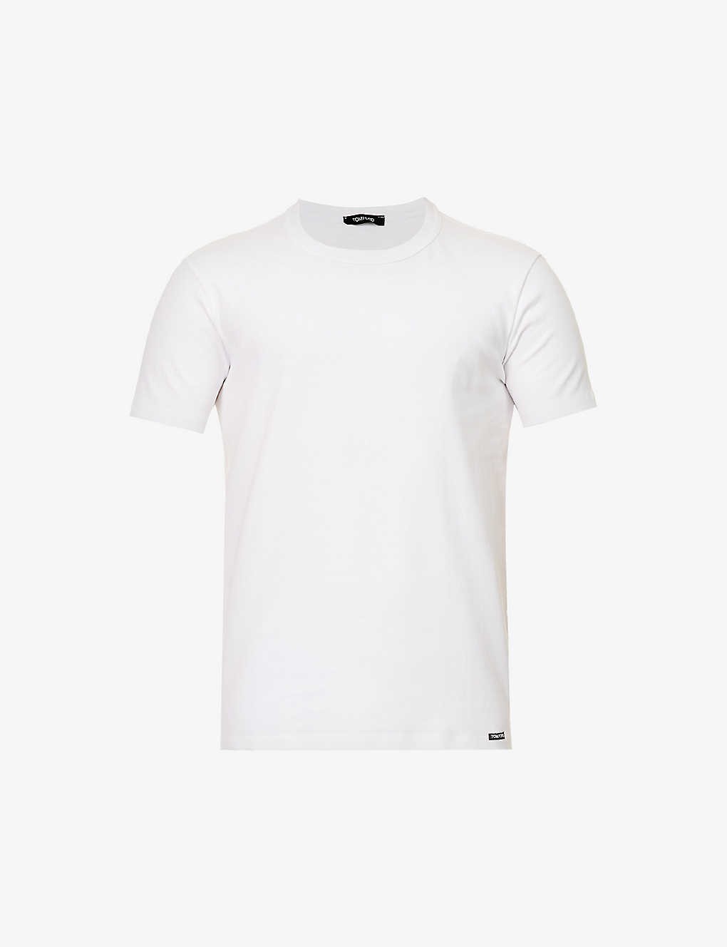 Crewneck regular-fit stretch-cotton T-shirt
