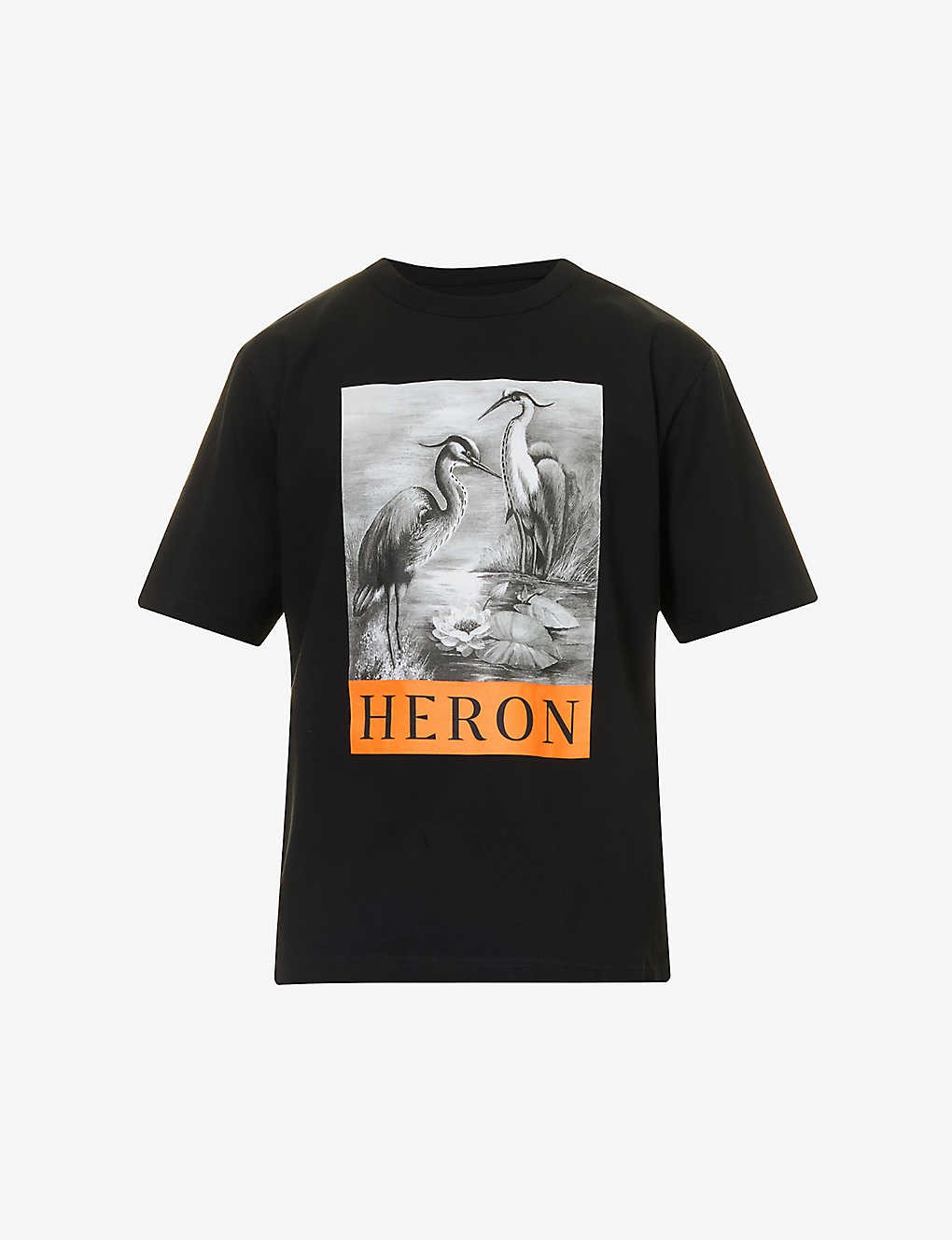 Heron-graphic crewneck cotton-jersey T-shirt