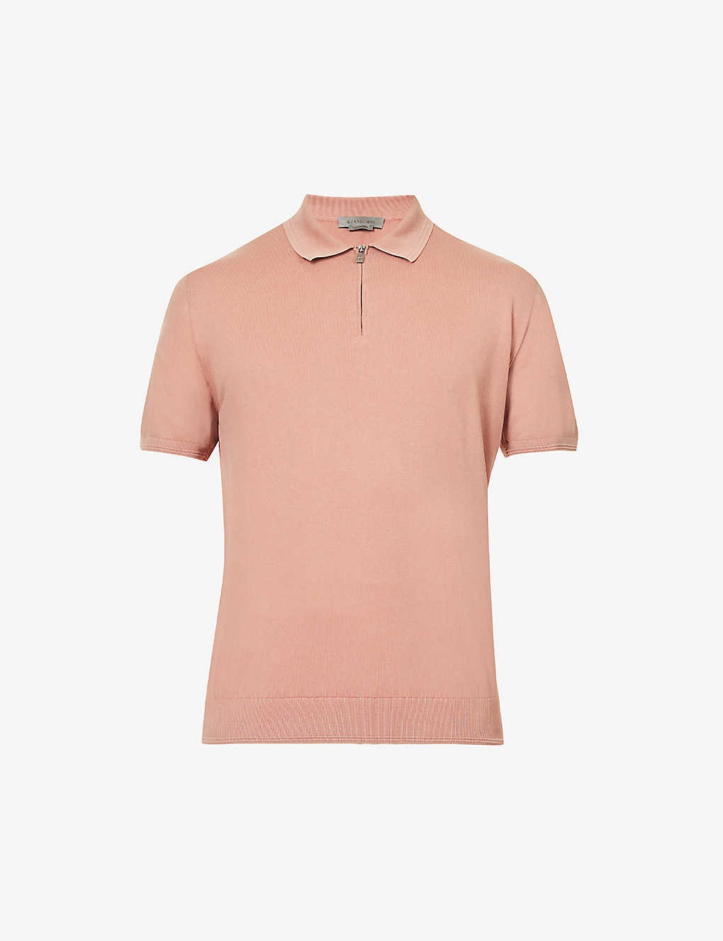 Zip-fastened regular-fit cotton-knit polo shirt