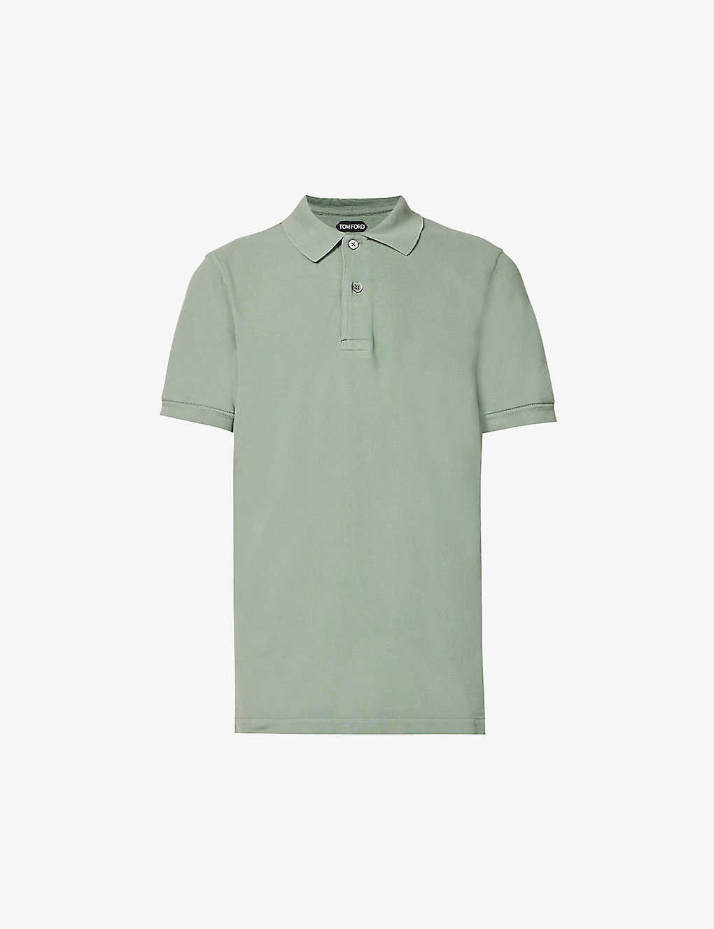 Garment-dyed brand-embroidered cotton-piqué polo shirt