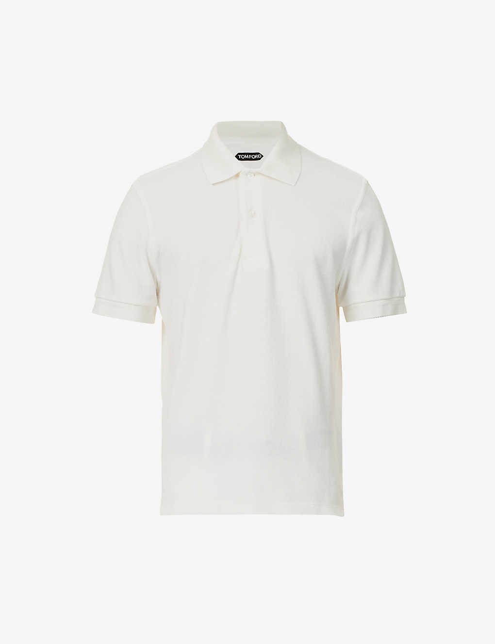 Brand-embroidered towelling-texture cotton-blend polo shirt