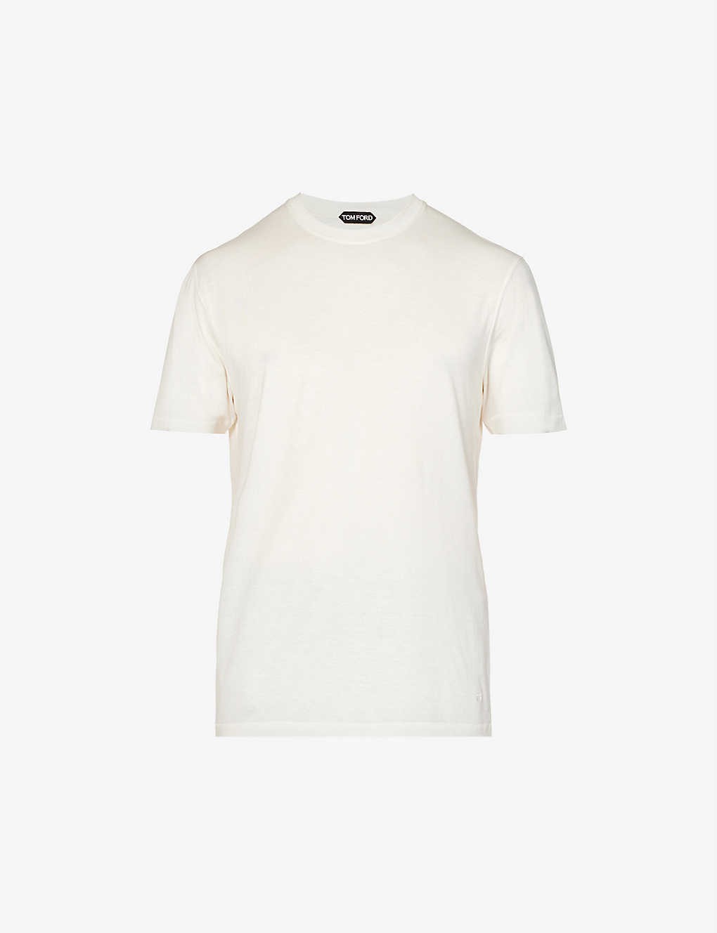 Brand-embroidered crewneck cotton-blend T-shirt