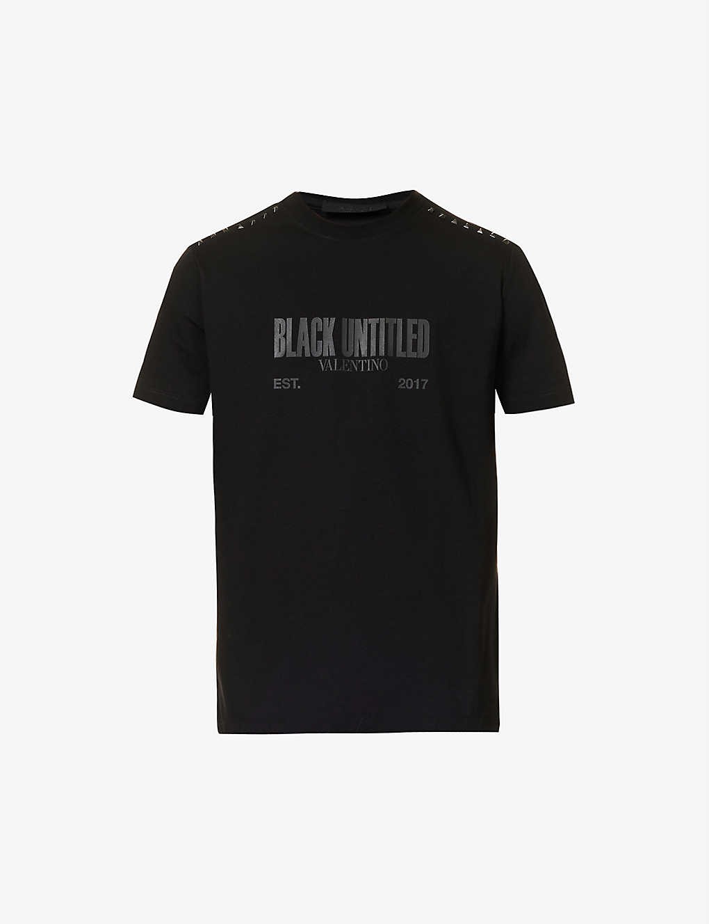 Black Untitled stud-embellished cotton-jersey T-shirt