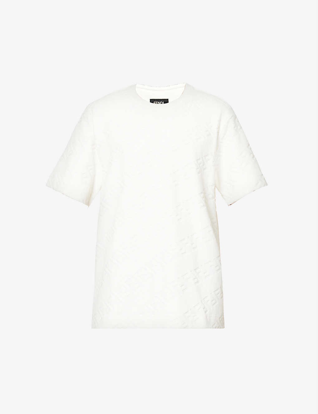 Monogram-debossed regular-fit cotton-blend T-shirt