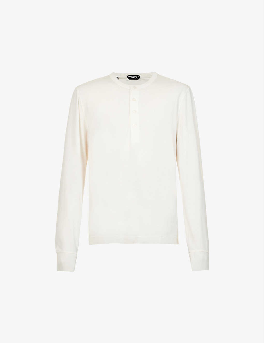 Henley crewneck silk and cotton-blend T-shirt