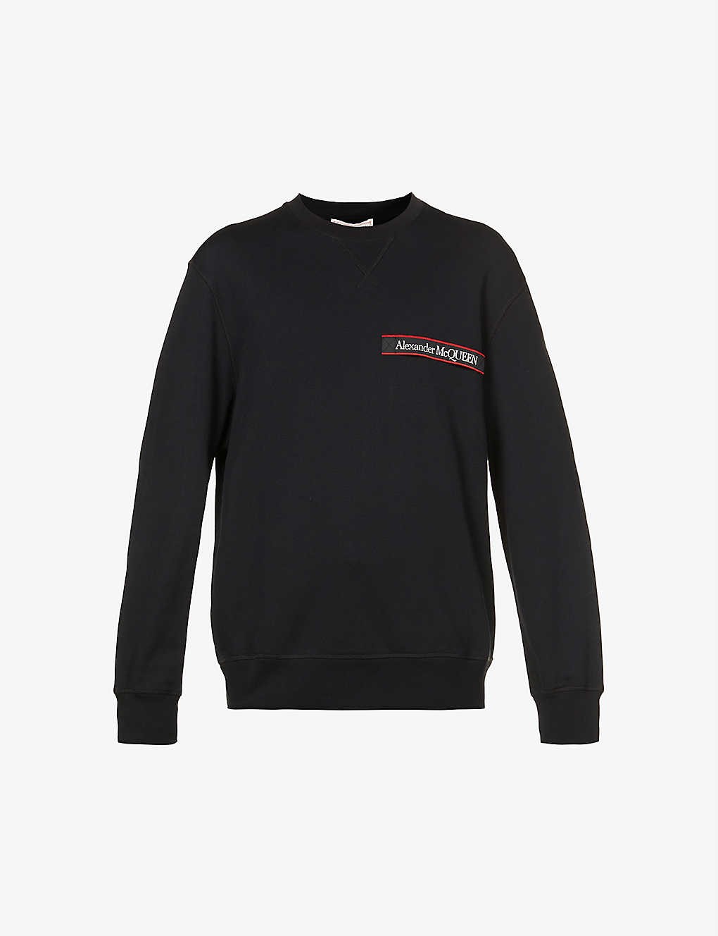 Logo-tape crewneck cotton sweatshirt