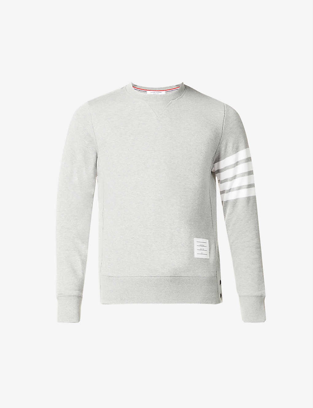 Striped-trim classic-fit cotton jumper