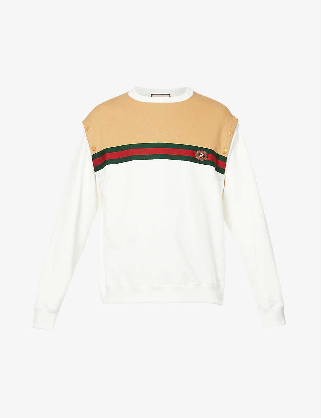 Striped-panel relaxed-fit cotton-jersey sweatshirt