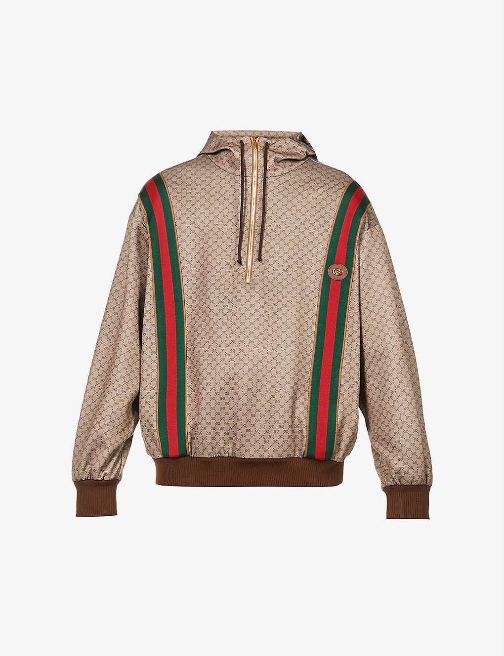 Geometric-print hooded jersey jacket