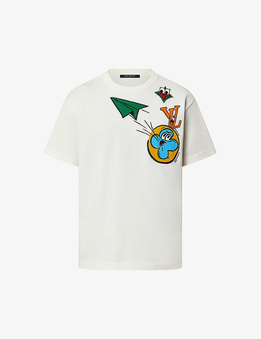 Monogram Comics graphic-intarsia cotton T-shirt