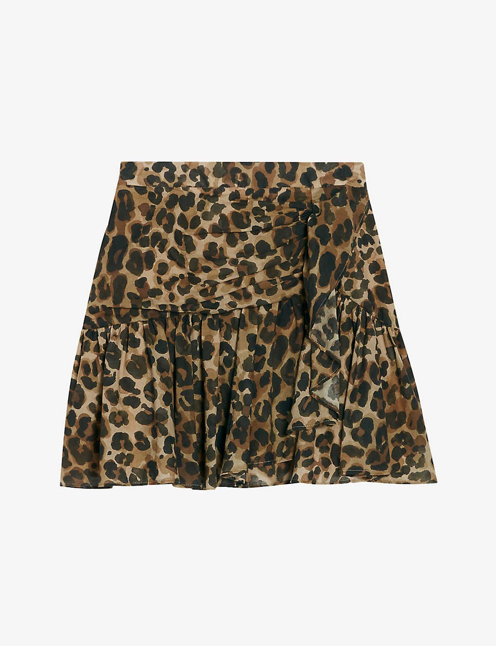 Sisterleo leopard-print gathered-effect cotton mini skirt