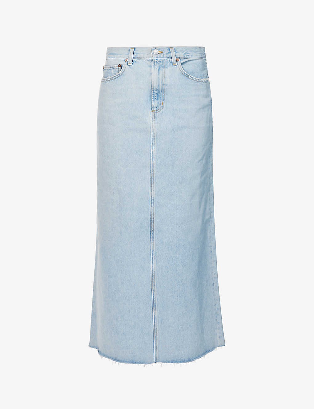 Hilla high-rise organic-denim midi skirt