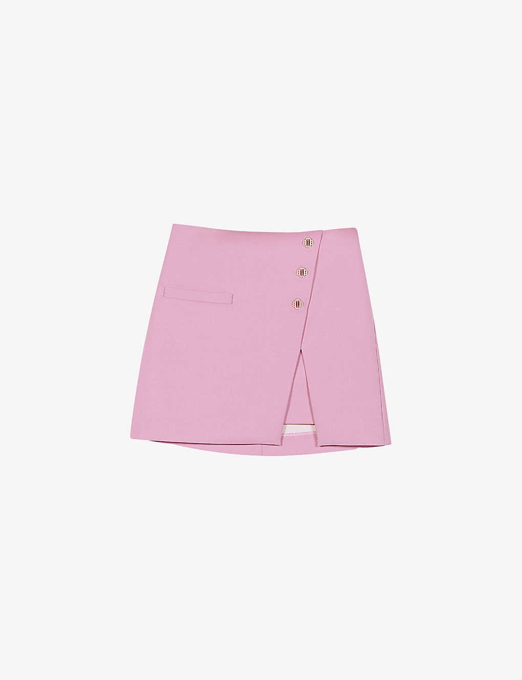 Asymmetric style low-rise stretch-woven mini skirt