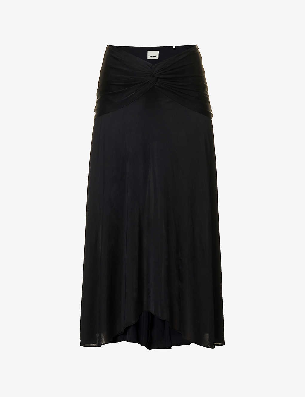 Juneo twist-detail woven midi skirt