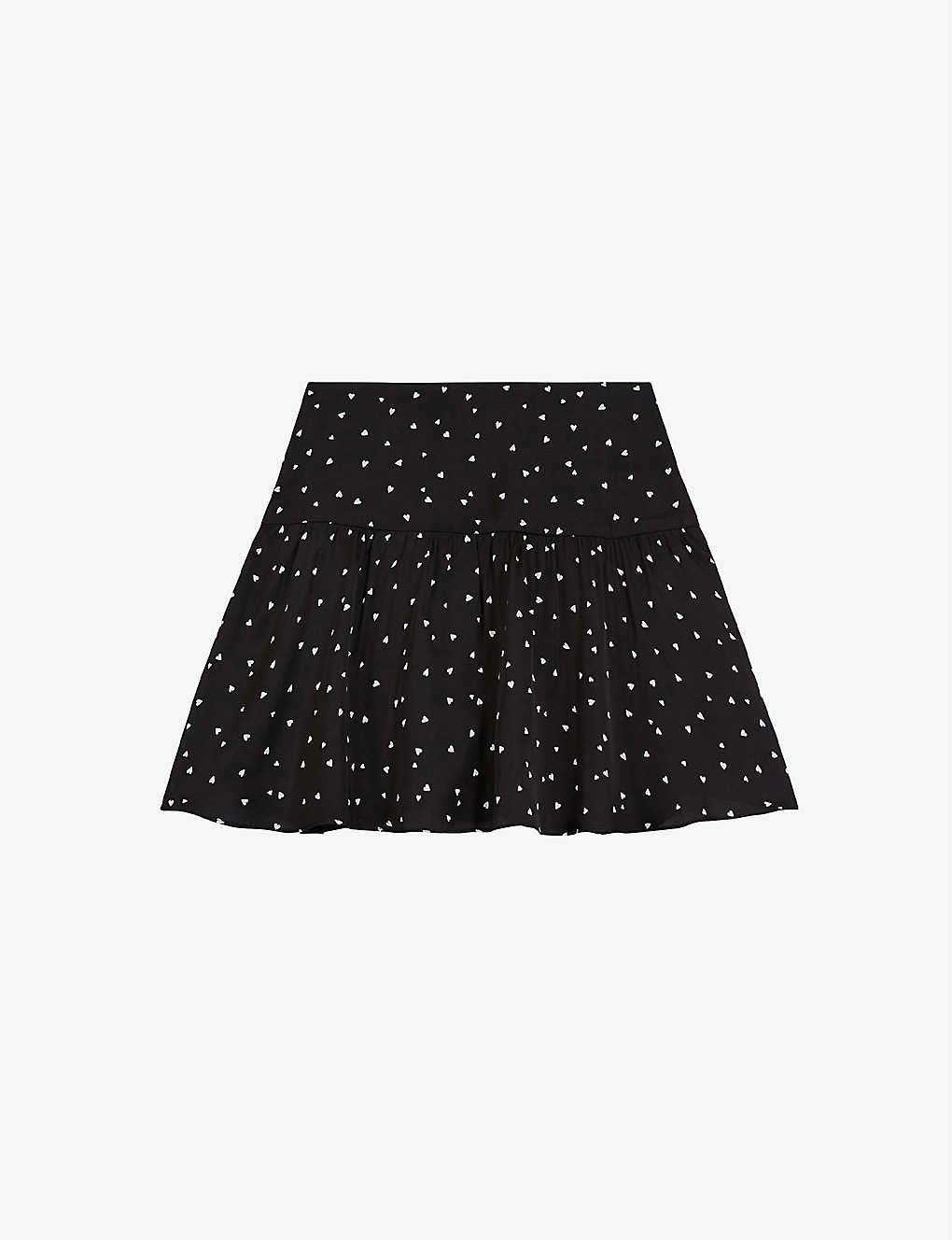 Heart-print woven mini skirt