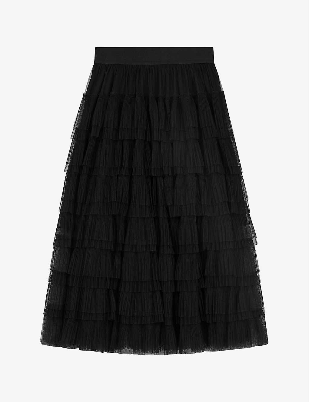 Josepha ruffle-tiered tulle midi skirt