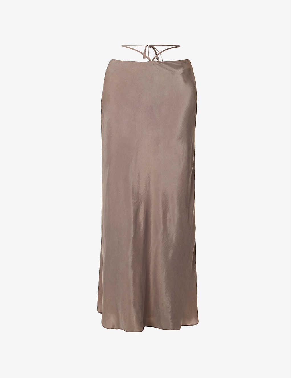Roman wrap-around woven midi skirt