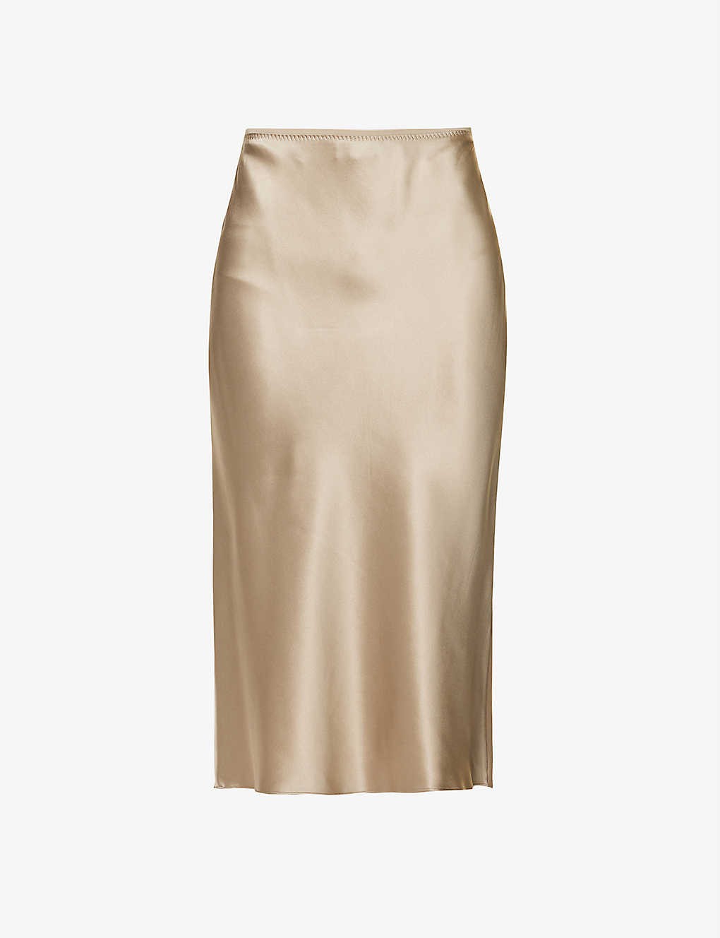 Isaak high-rise silk-satin midi skirt