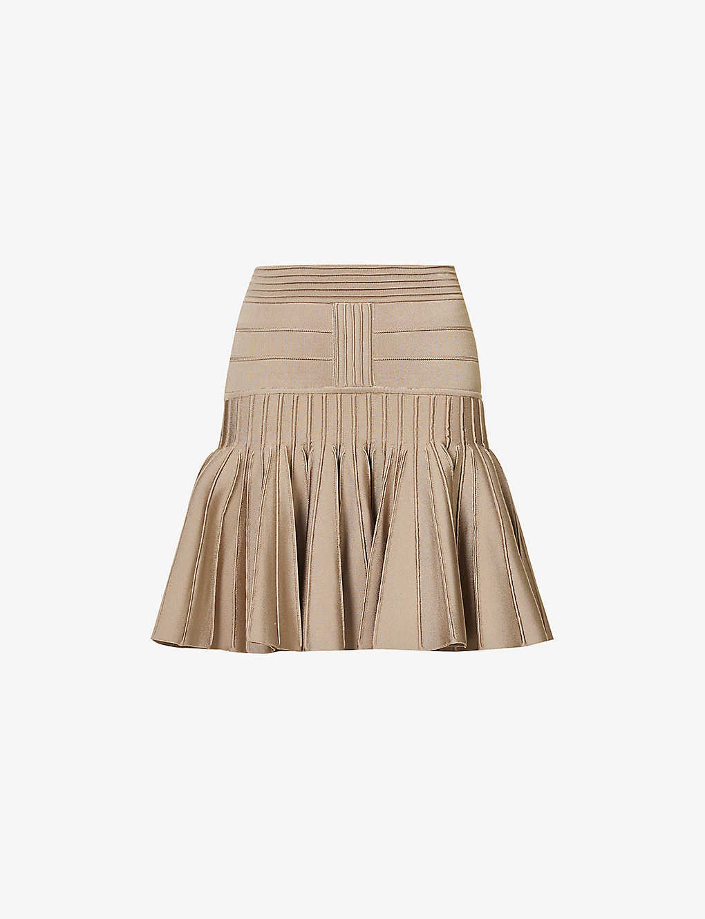 Panelled flared-skirt knitted mini skirt