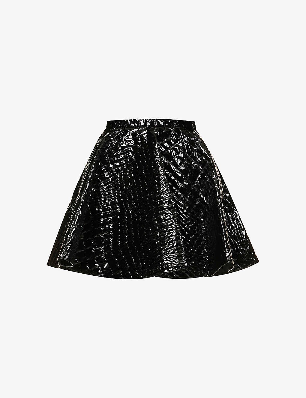Croc-embossed faux-leather mini skirt