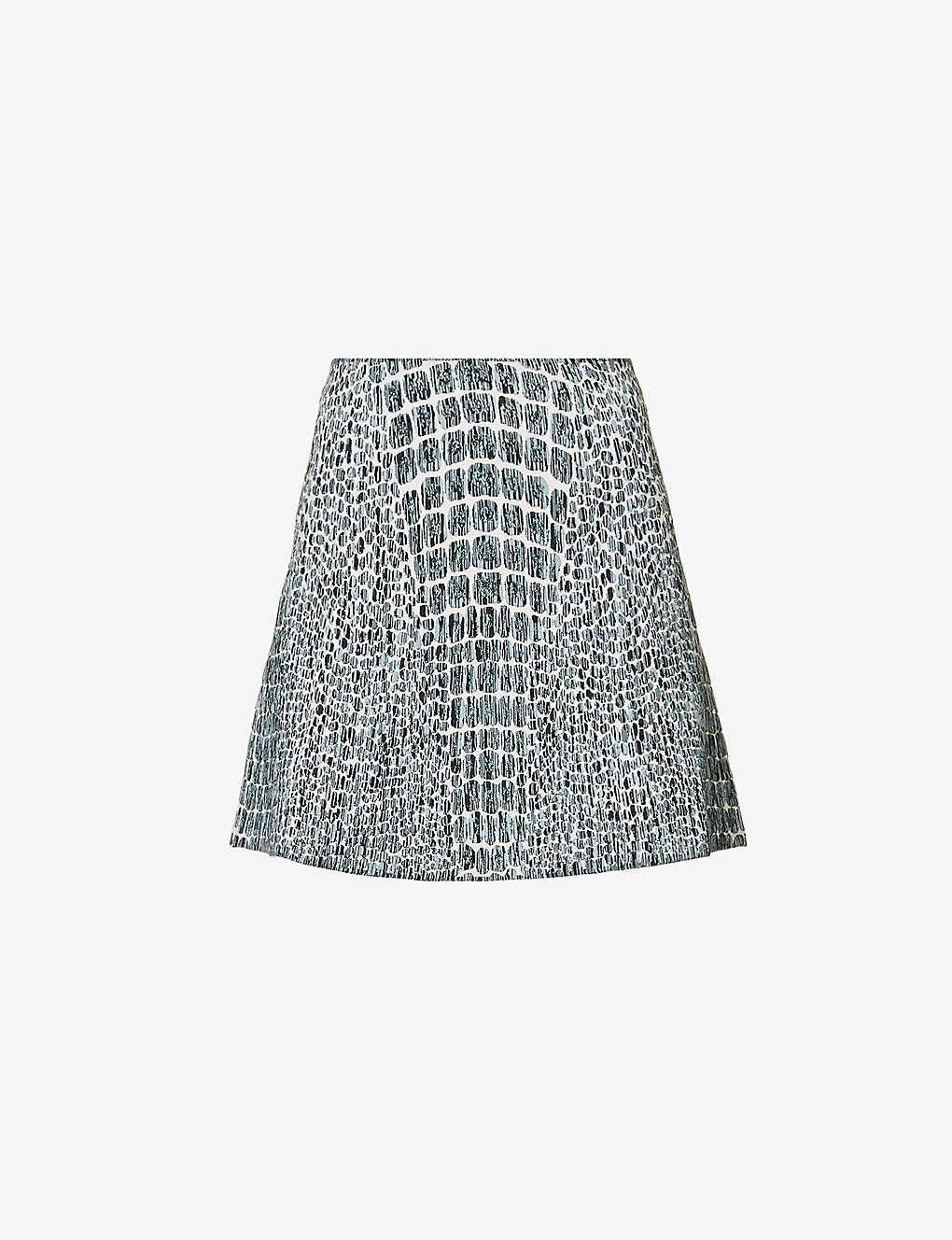 A-line high-rise stretch-woven mini skirt