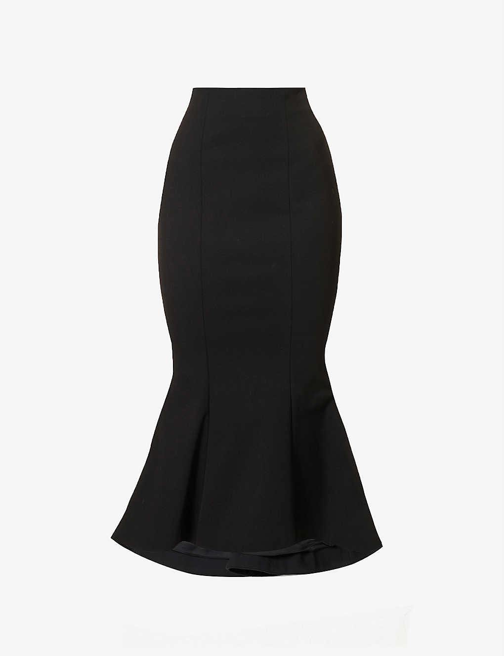 Panelled flared-hem cotton-blend midi skirt