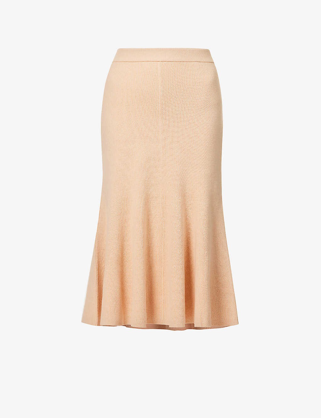 Flared cotton and wool-blend knitted midi skirt