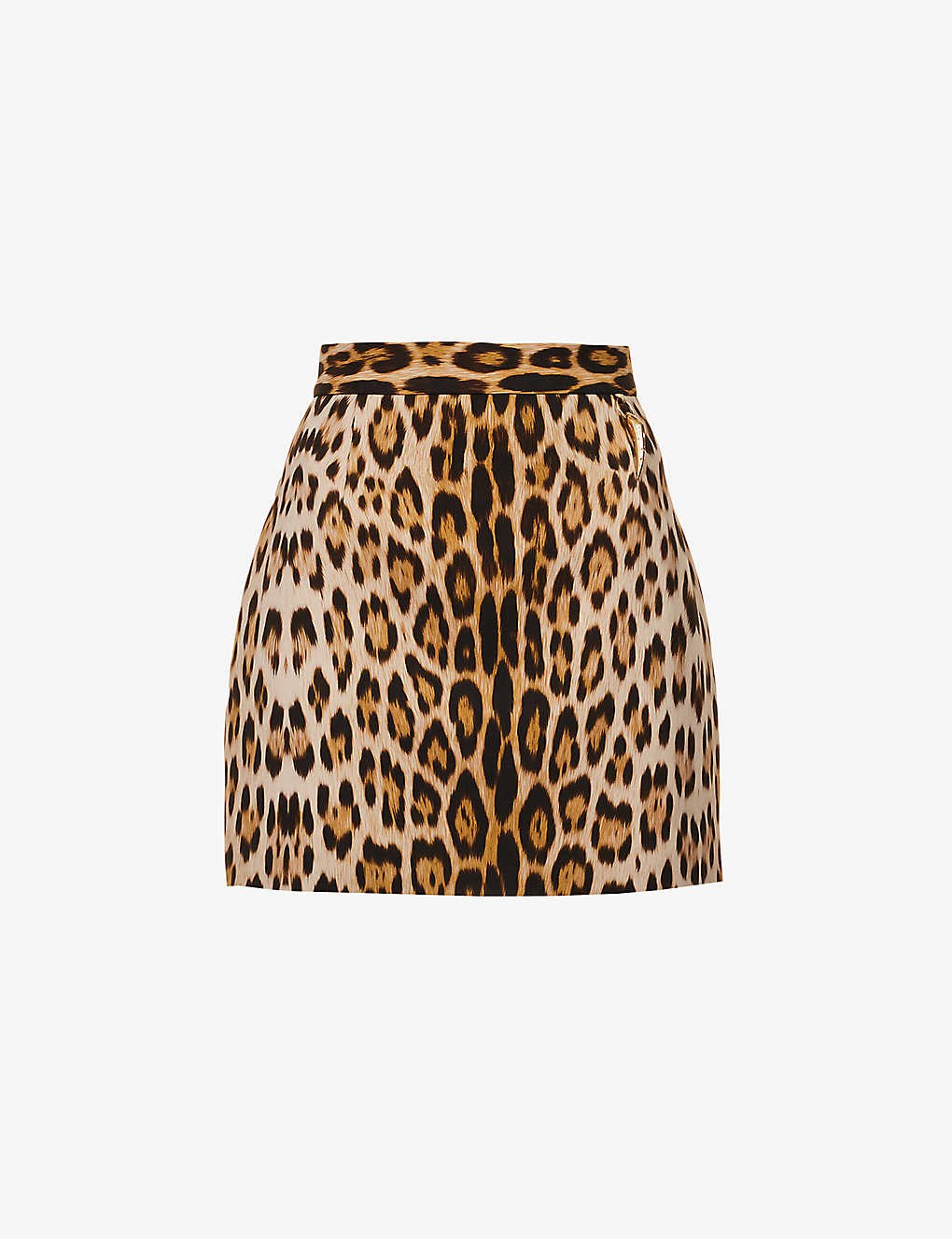 Leopard-print slim-fit stretch-woven mini skirt