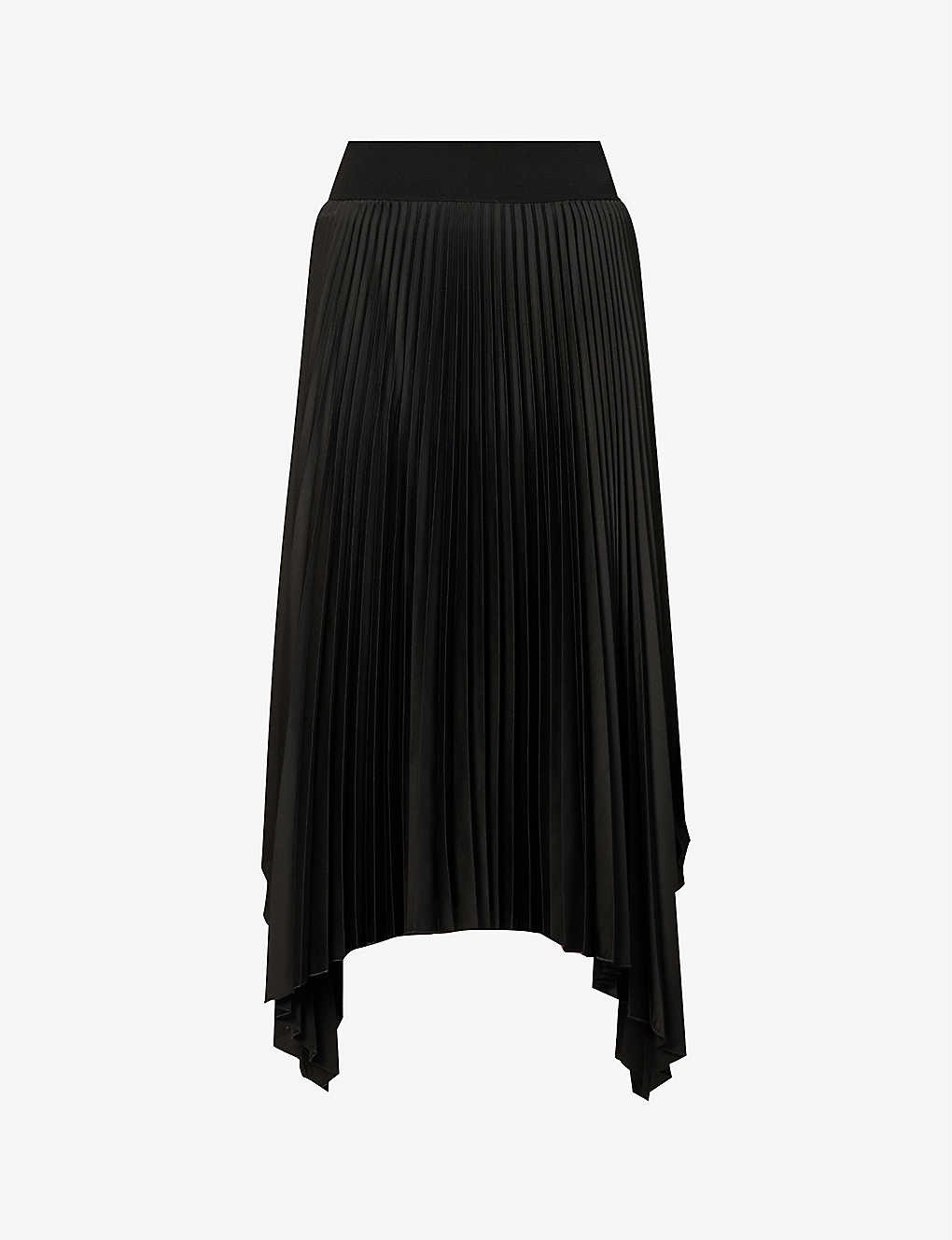 Ade asymmetric-hem pleated satin midi skirt