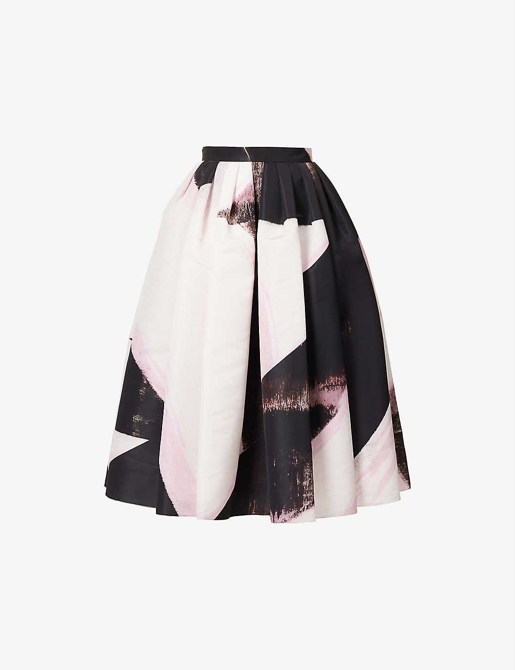 High-waist graphic-print woven midi skirt