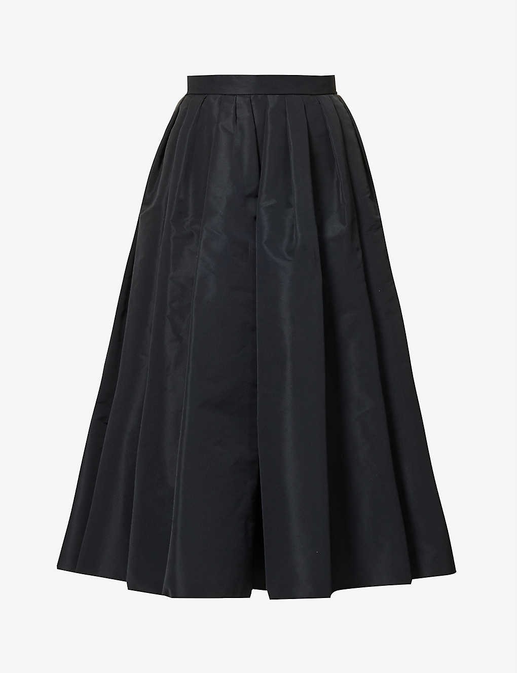 High-waist pleated woven skirt
