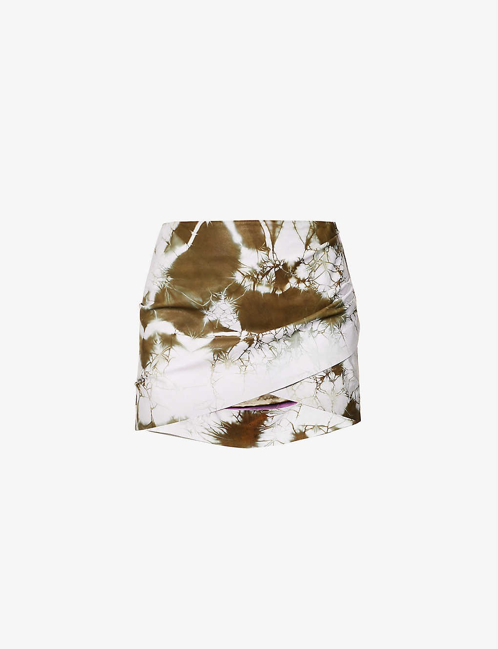 Twist tie-dye leather mini skirt