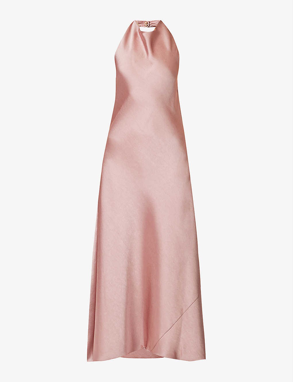 Halter cowl-neck satin maxi dress