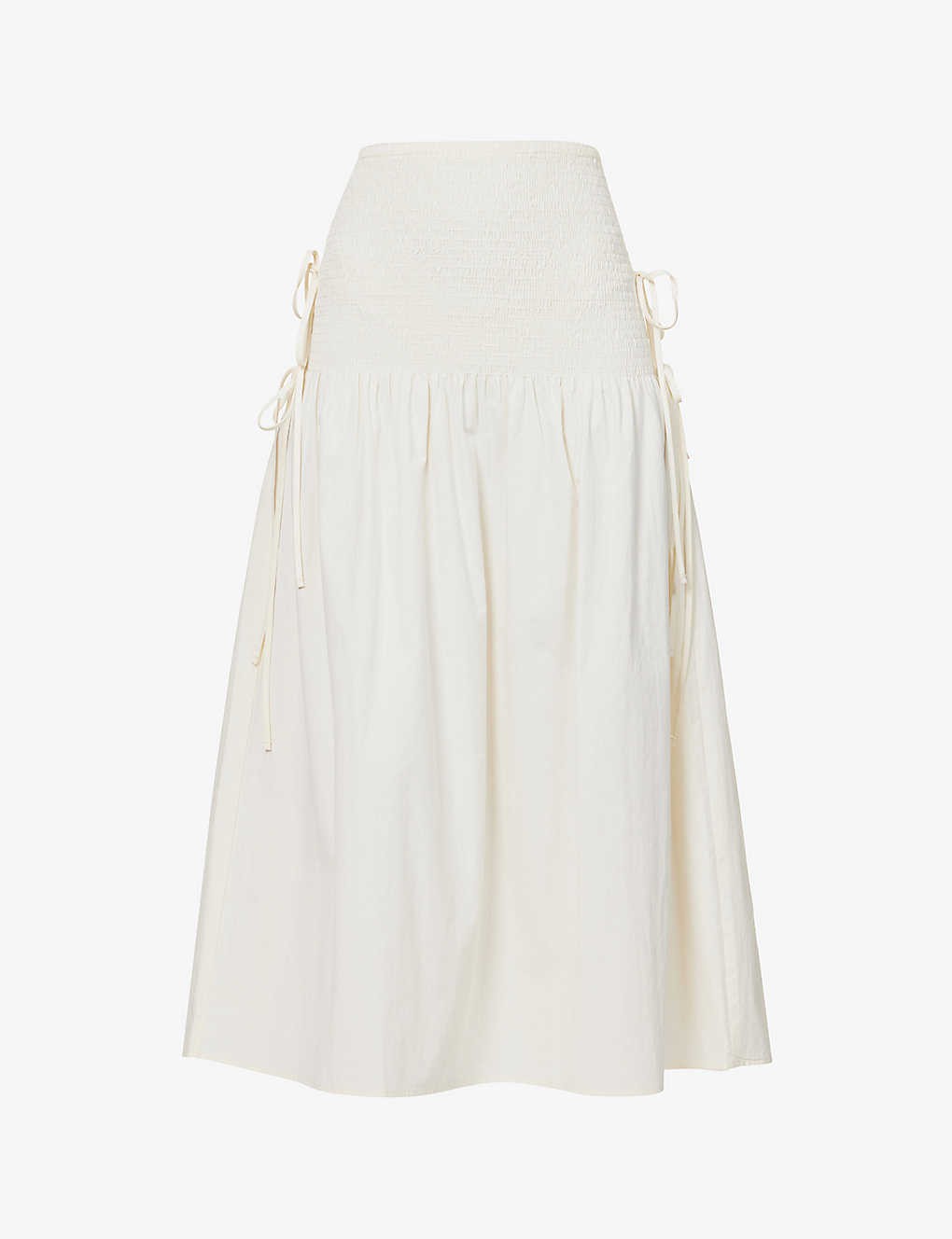 Etta shirred-waist cotton midi skirt