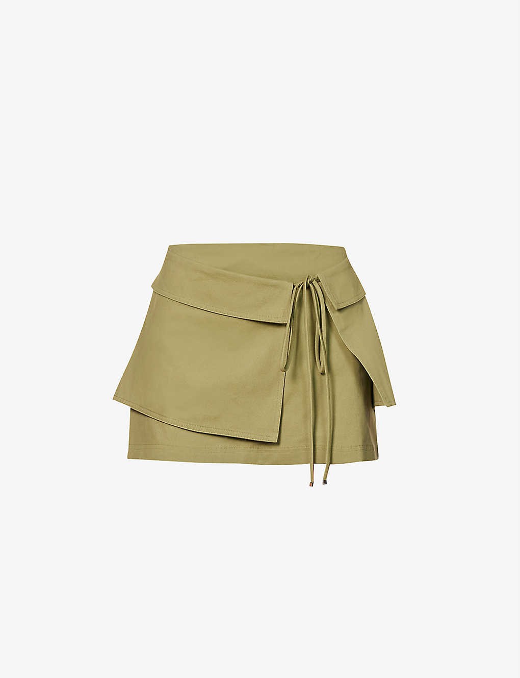 Rina tie-front cotton mini skirt