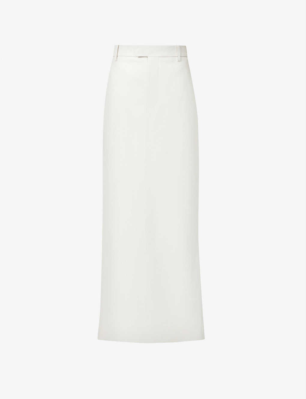 Darted mid-rise split-back leather maxi skirt