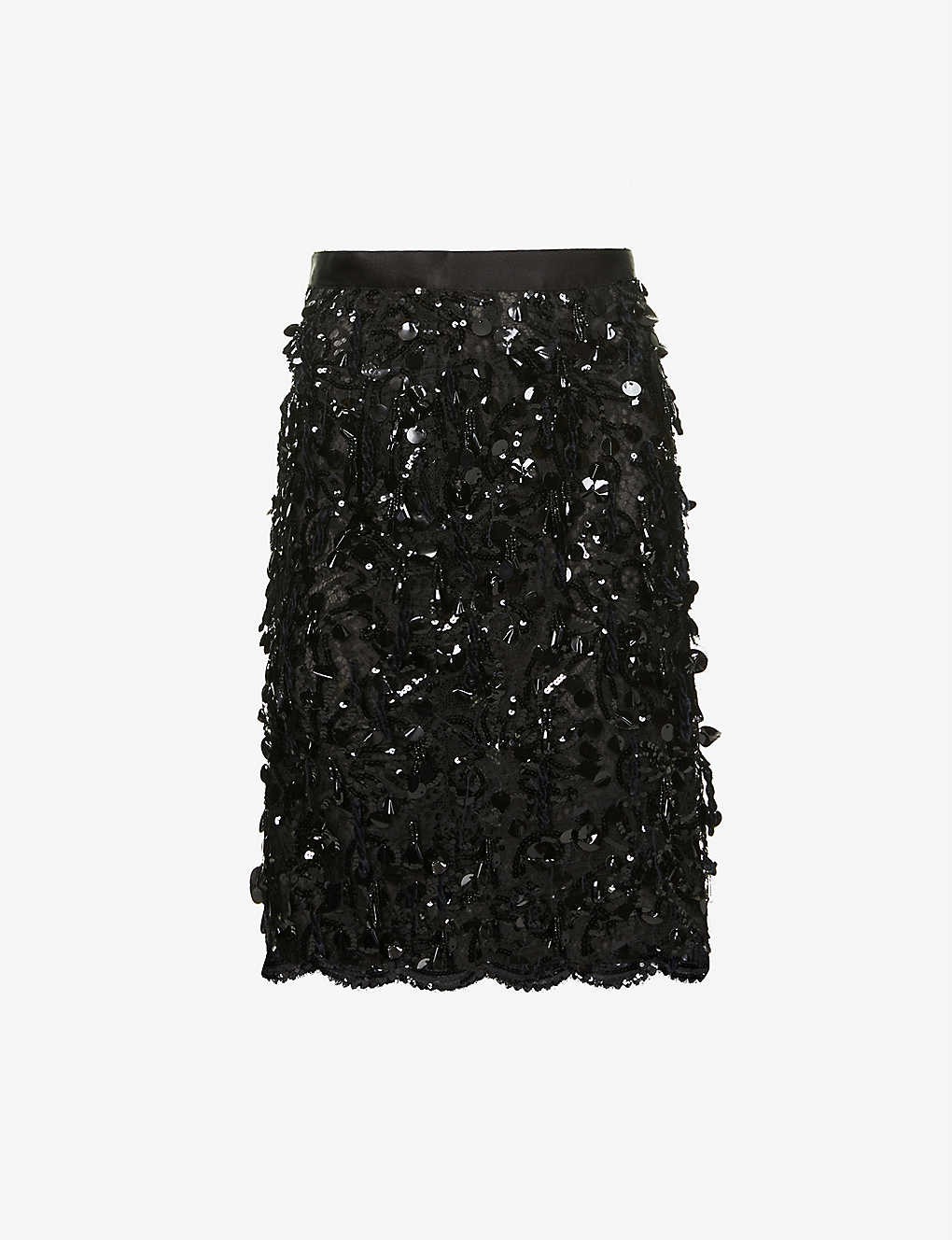 Pre-loved Chanel embellished woven midi skirt