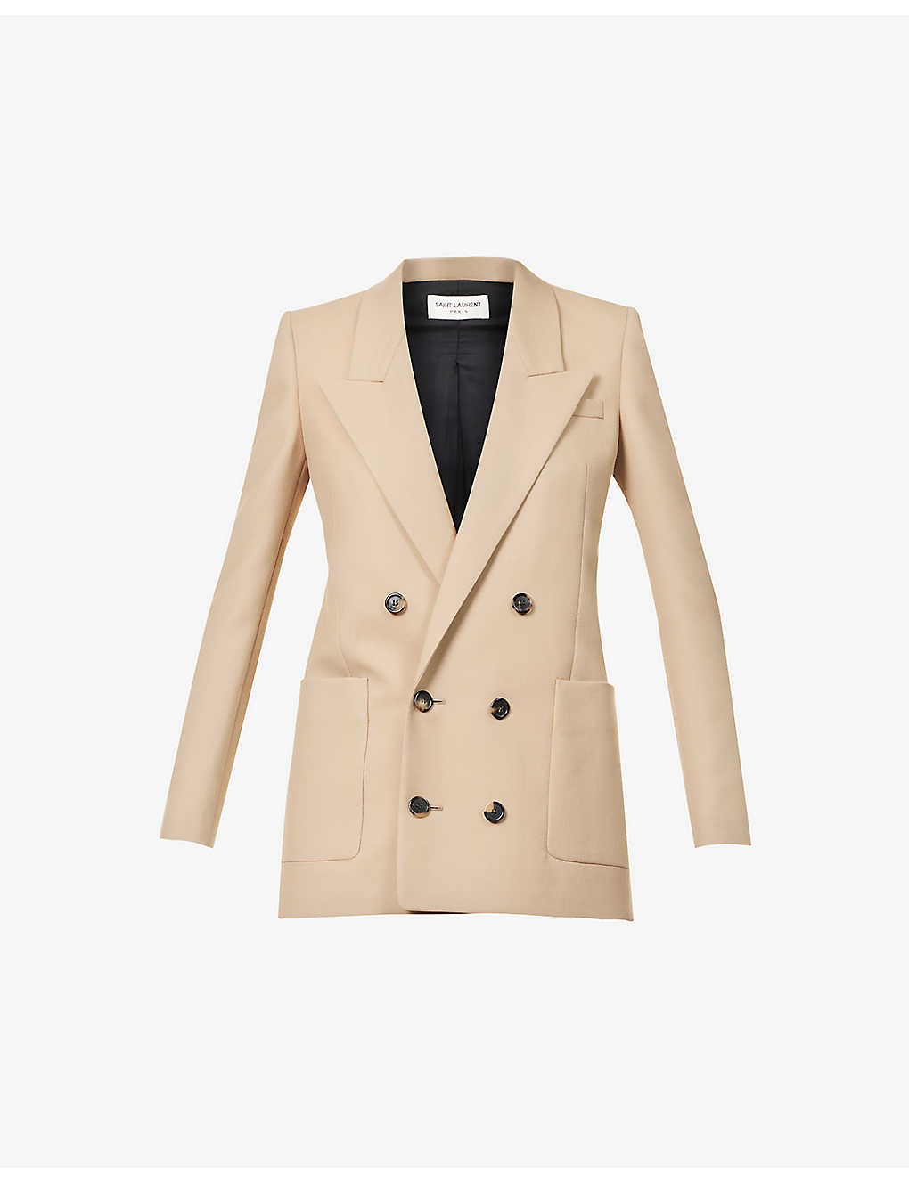 Double-breasted peak-lapel wool blazer