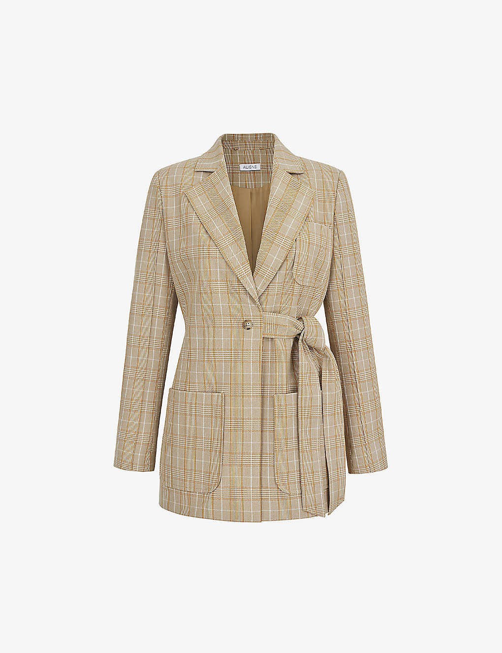 Ferran checked tied stretch-recycled polyester blend blazer