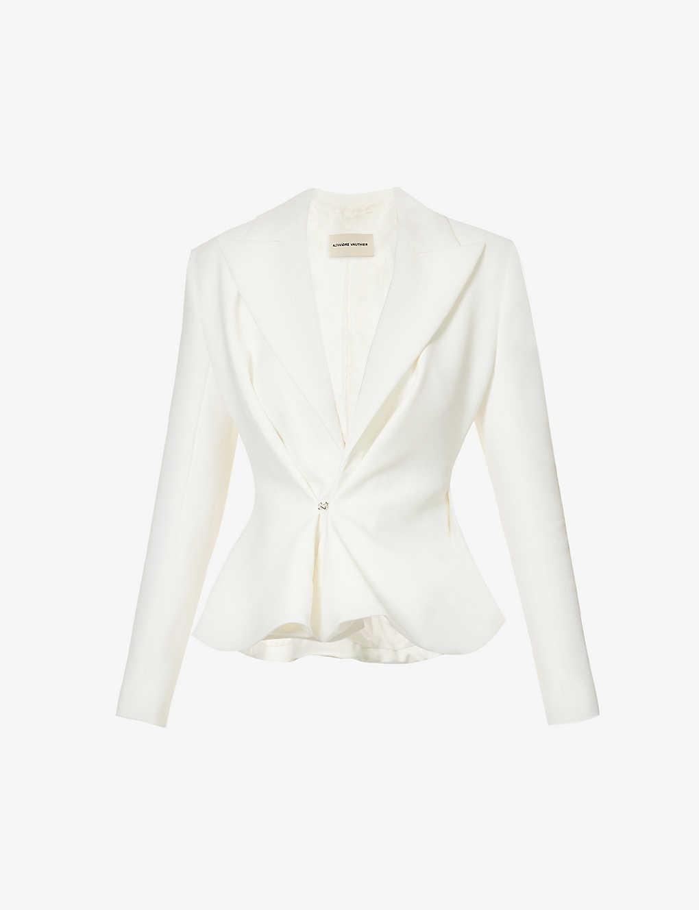 Slim-fit padded-shoulder stretch-woven blazer