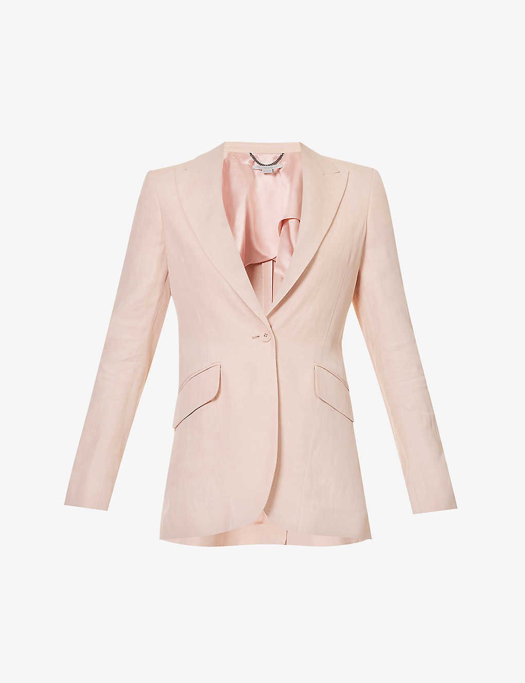 Padded-shoulder single-breasted regular-fit woven blazer