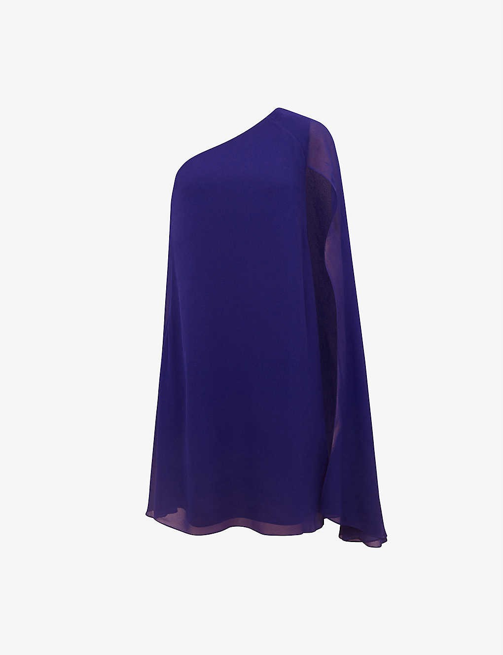 Fleur woven one-shoulder cape dress