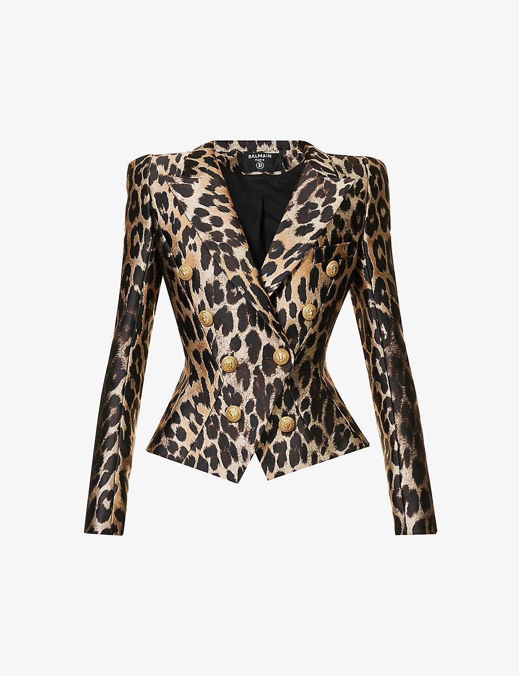 Leopard-print peak-lapel woven blazer