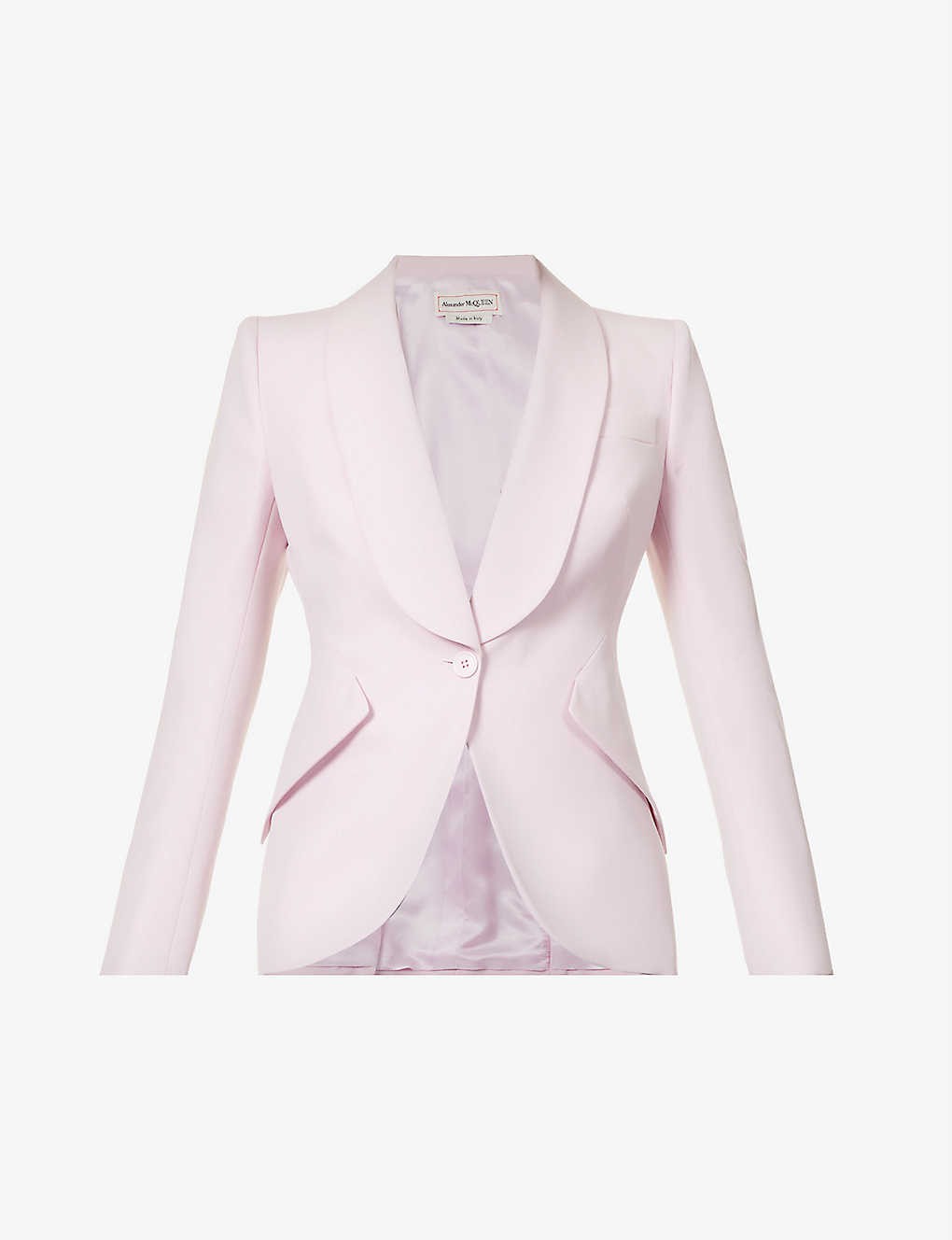 One single-breasted padded-shoulders wool jacket