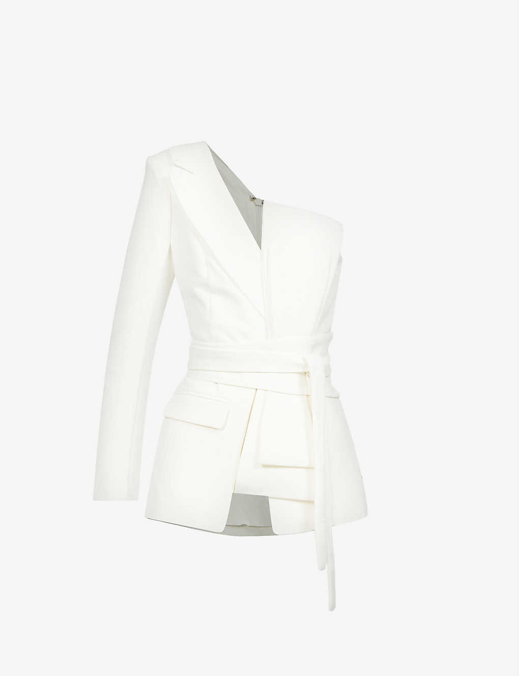 One-shoulder bow-detail stretch-crepe jacket