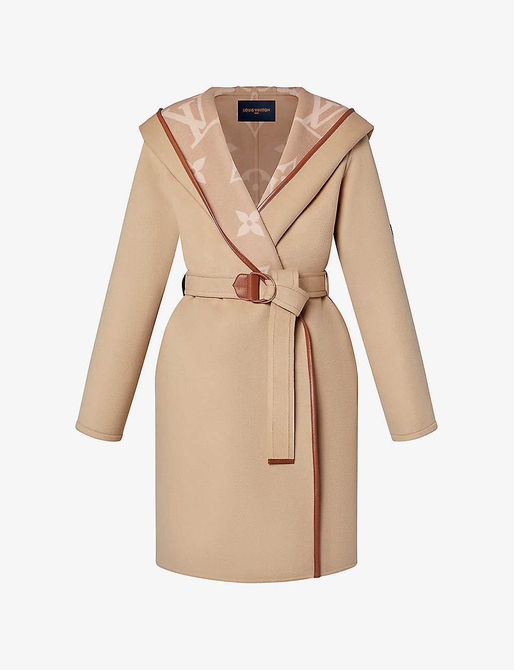 Hooded double-faced wool-blend coat